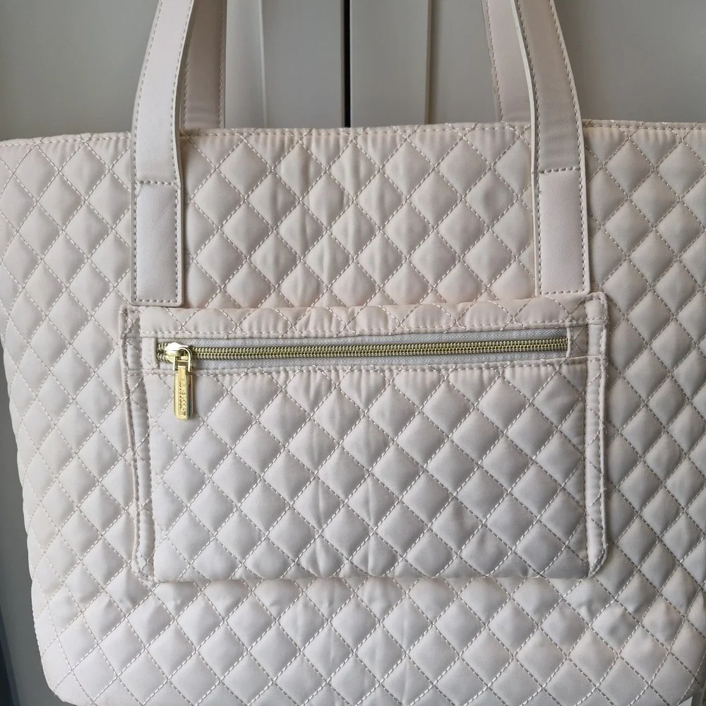 Lovevook Lap Top Bag,Women Quilted Tote Bag Ivory, 15.6